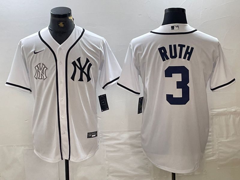 Men New York Yankees #3 Ruth White Third generation joint name Nike 2024 MLB Jersey style 2